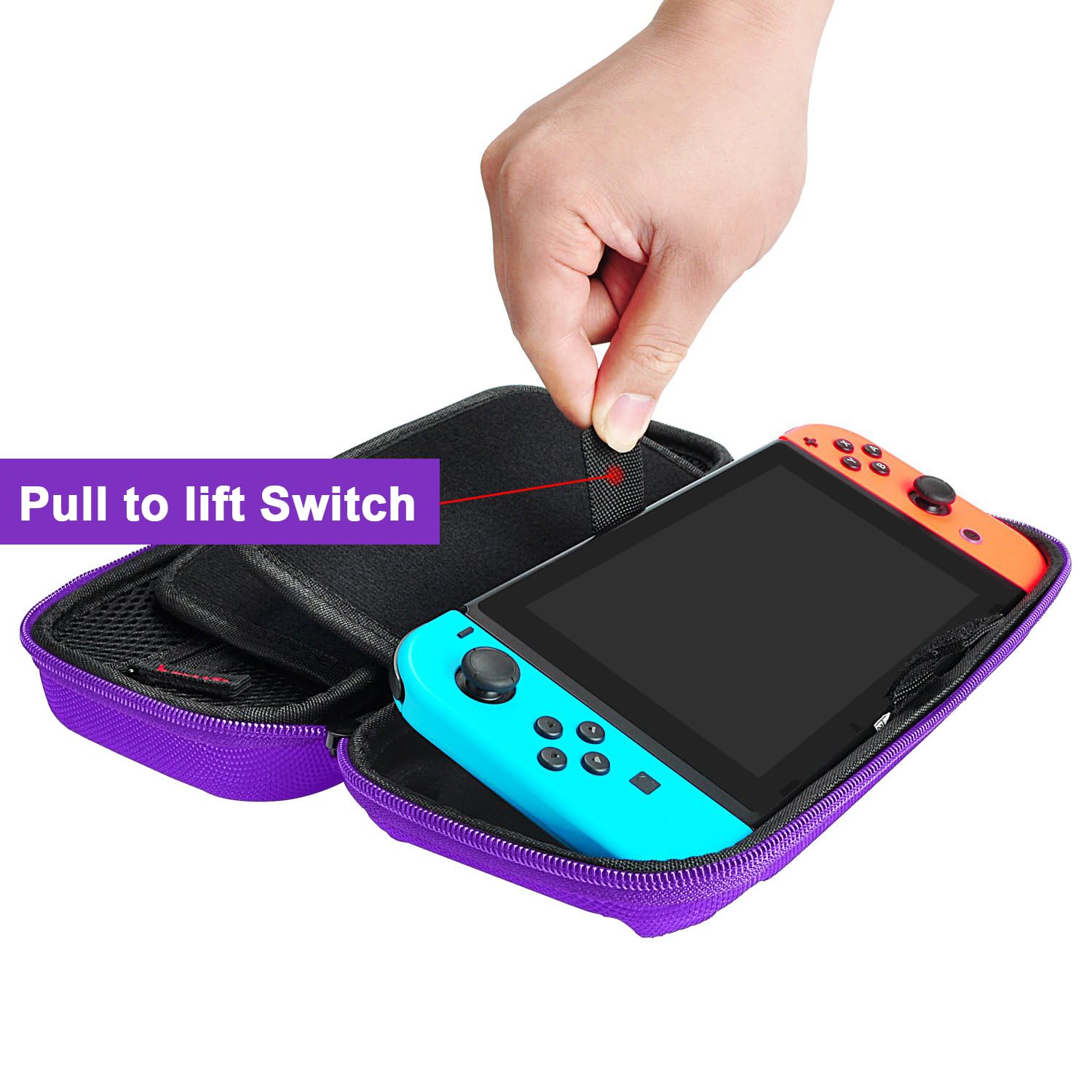 Durable Nintendo Switch Carrying Case for Switch & Switch OLED - Hard Shell Travel Case with 20 Game Cartridge Slots & Accessories Storage | Perfect for Gaming On-The-Go, Travel Protection, and Console Organization