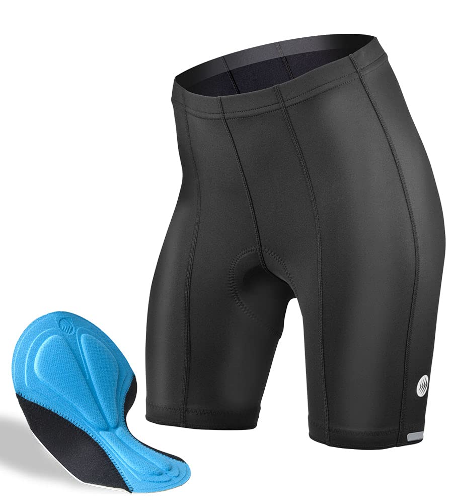 Premium Black Women's Bike Shorts - High Waist Compression Spandex Cycling Shorts with Padding for Mid Distance Rides | Made in USA | Perfect for Road Cycling, Spinning Classes & Outdoor Workouts