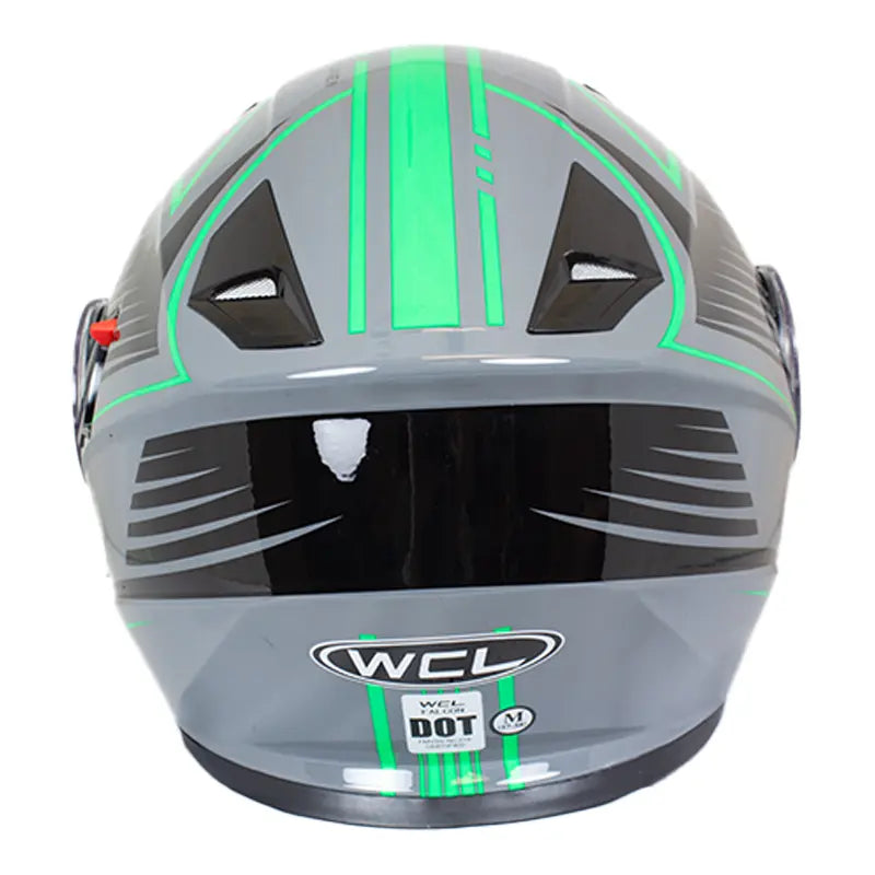 Premium Black & Green Leather Biker Helmet for Men & Women - West Coast Style Motorcycle Gear for Safety & Style - Perfect for Cruising, Racing & Urban Riding