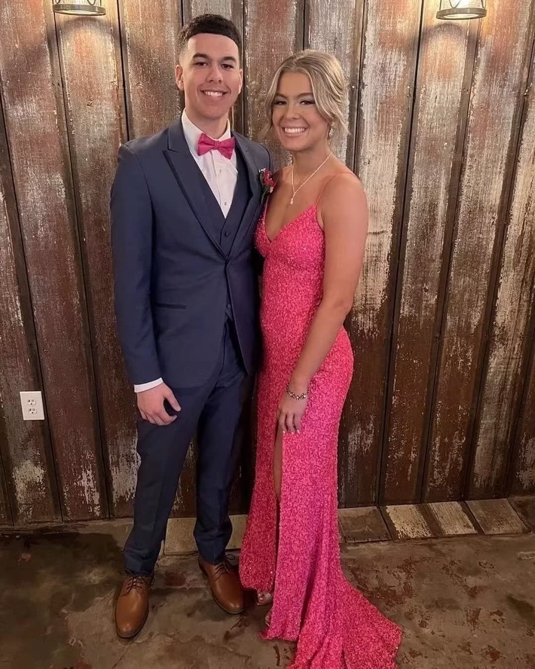 Sparkly Sequin Mermaid Prom Dresses for Women - Backless Formal Evening Gown with High Slit in Hot Pink (Size 18) | Perfect for Homecoming, Pageants & Special Occasions