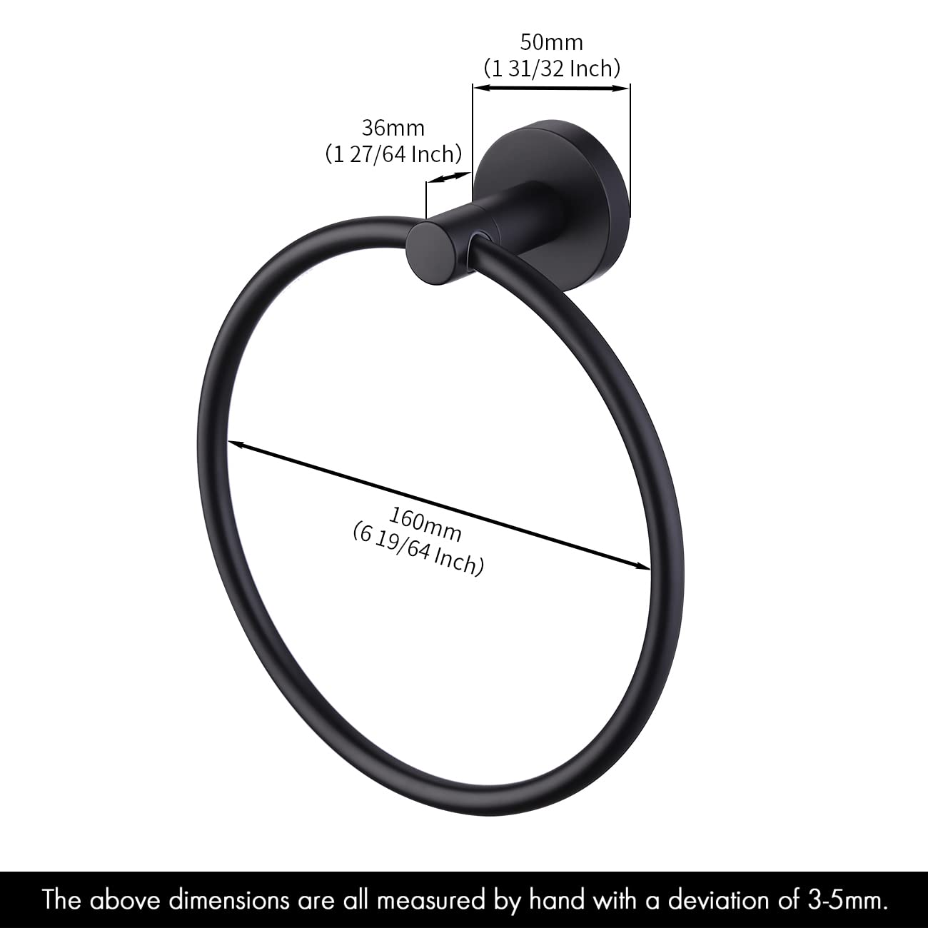Stainless Steel Toilet Paper Holder & Towel Ring Set - Freestanding & Wall Mounted Bathroom Accessories, Matte Black (BPH283S1-BK+A2180-BK) | Durable SUS304 Steel for Modern Bathroom Decor | Perfect for Home, Hotel & Office Restrooms