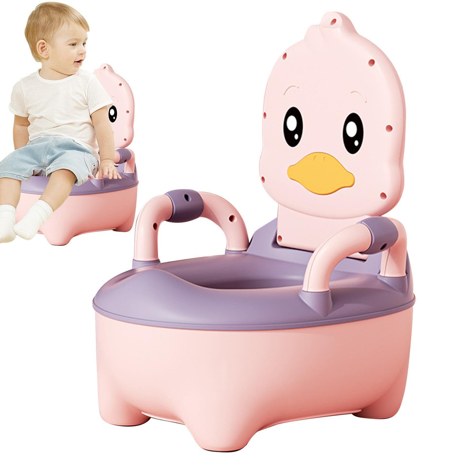 1-2 Pcs Toddler Potty Chair - Spill-Proof Kids Training Toilet Seat with Oval Bottom Design | Lightweight Foldable Travel Potty for Boys & Girls | Durable Portable Baby Potty for Home, Car & Outdoor Use (Pink)