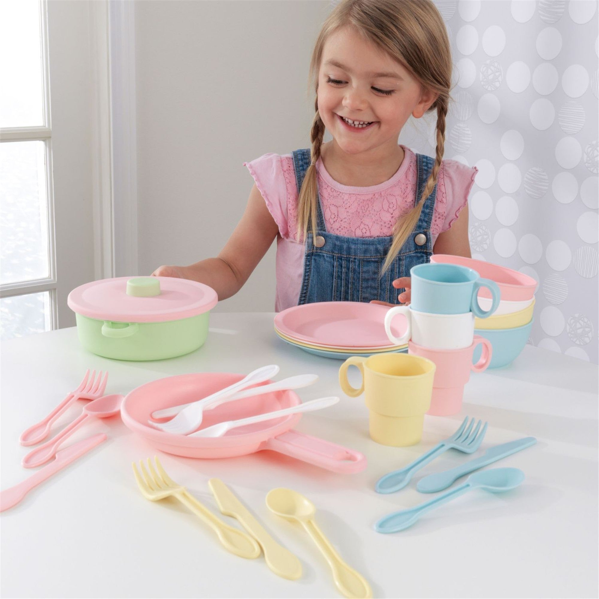 KidKraft 27-Piece Pastel Cookware Playset for Kids - Pretend Play Kitchen Toy Set for Toddlers & Preschoolers - Perfect for Role Play, Birthday Gifts & Early Learning Development