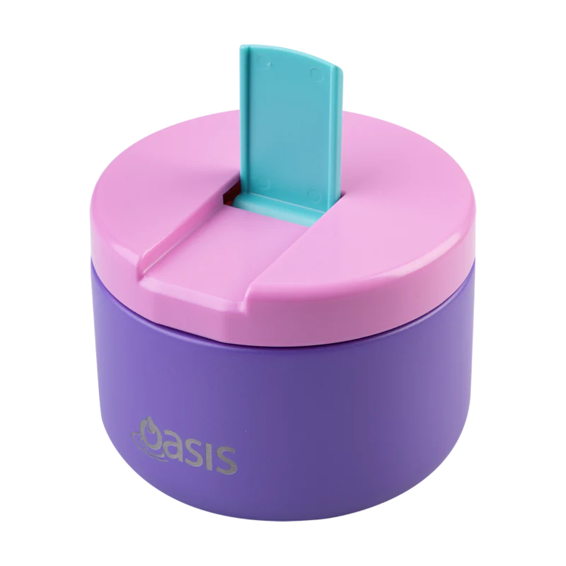 Oasis 300ml Insulated Stainless Steel Food Flask with Quick Release Lid - Mermaid Purple - Perfect for Lunch, Travel, and Outdoor Activities