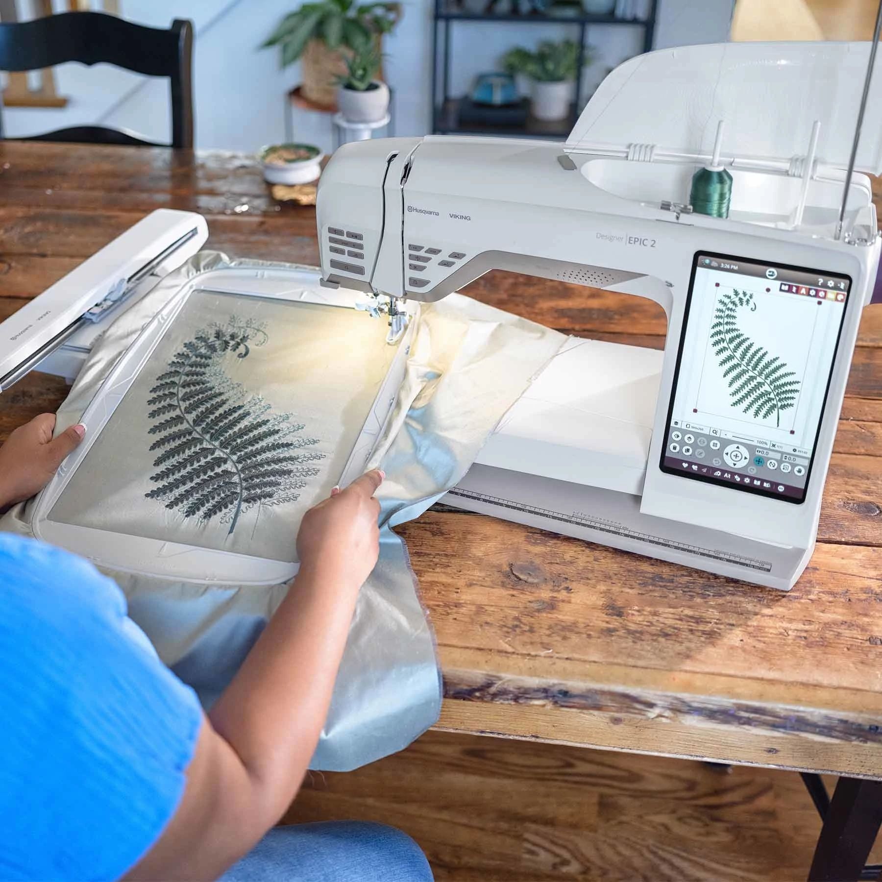 Refurbished HUSQVARNA VIKING DESIGNER EPIC 2 Sewing and Embroidery Machine - Modern Mint Color | Perfect for Quilting, Fashion Design & DIY Crafts