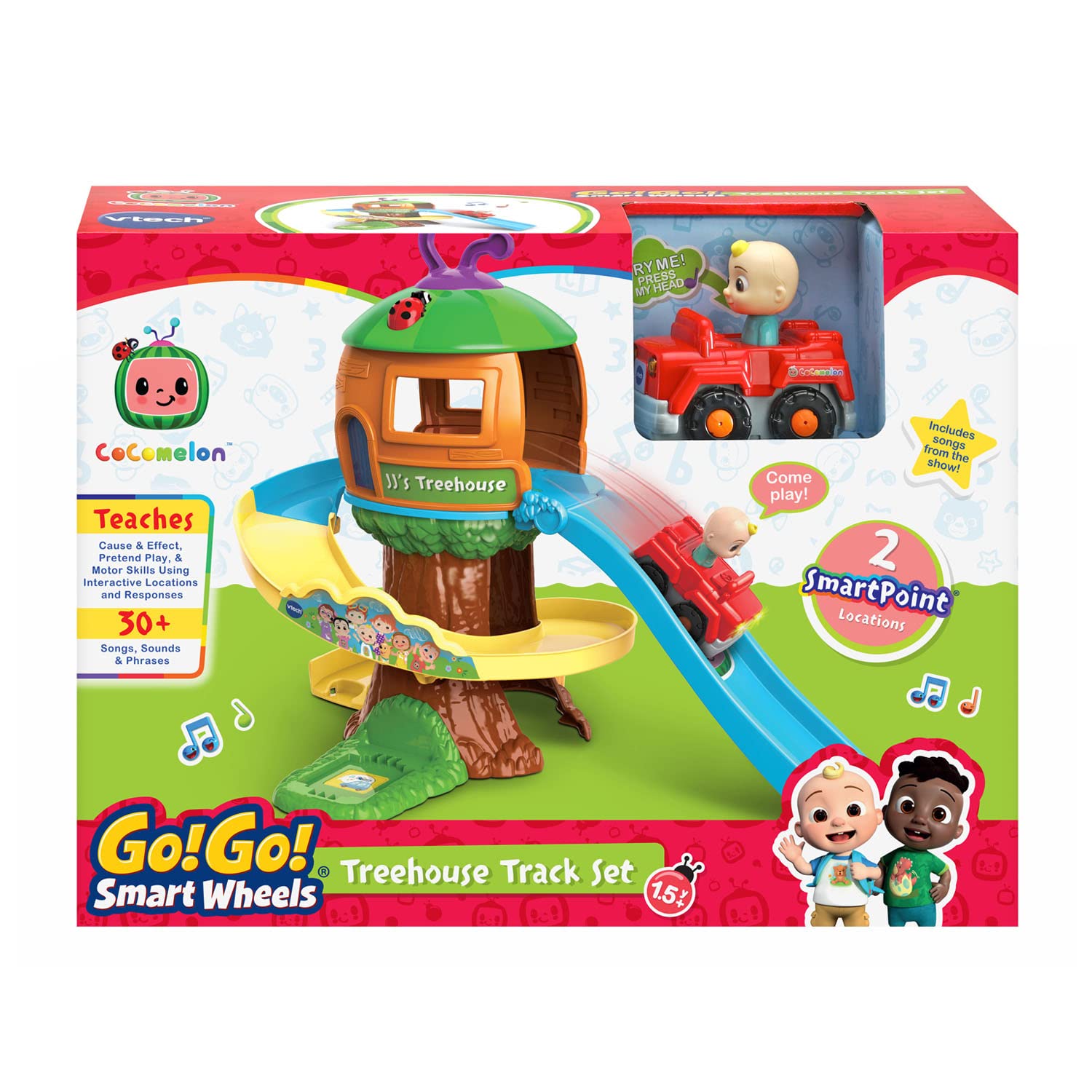 VTech CoCoMelon Go! Go! Smart Wheels Treehouse Track Set - Interactive Learning Toy for Kids Ages 2-5 Years | STEM Educational Playset with Lights & Sounds | Perfect for Pretend Play & Early Childhood Development
