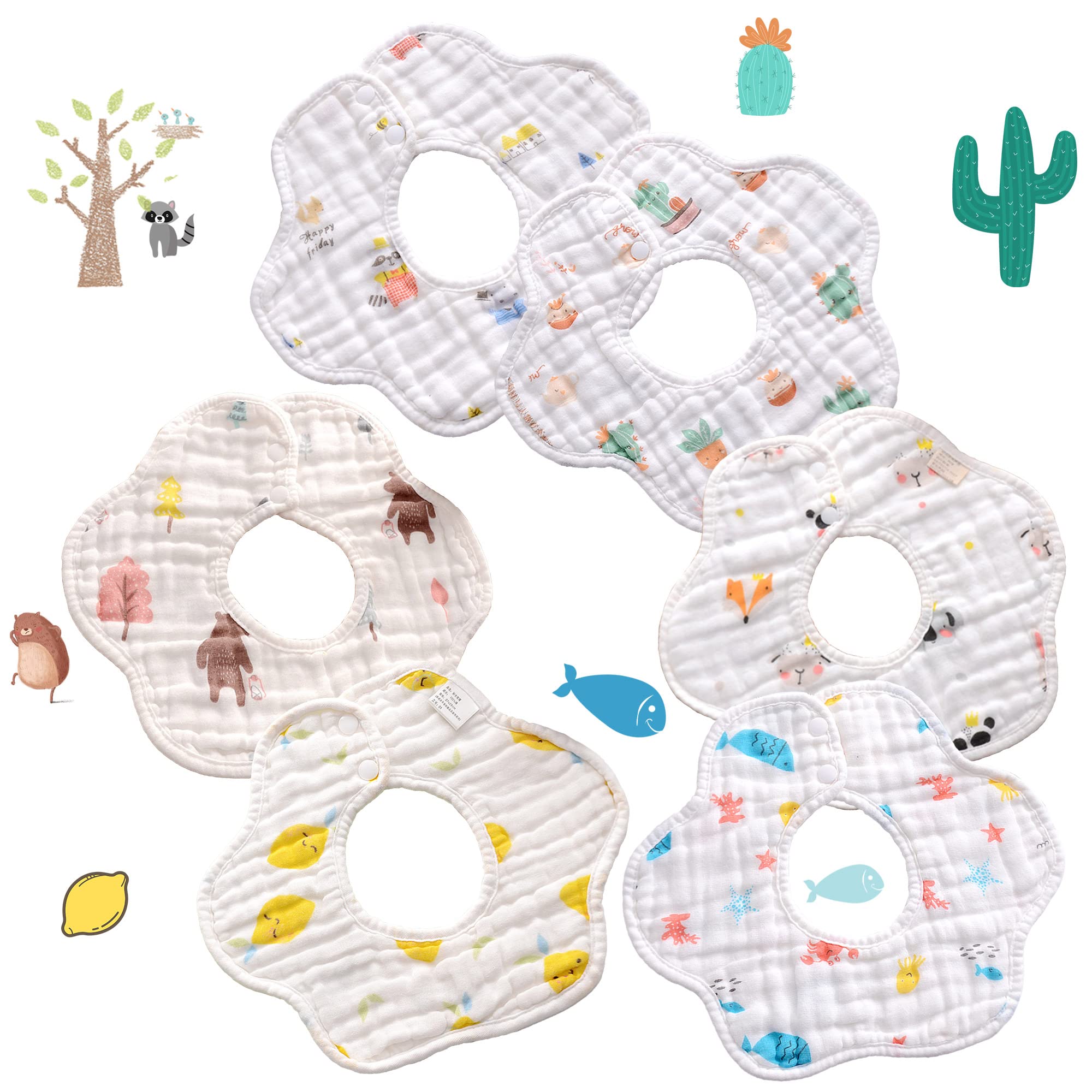 Organic Cotton Muslin Bibs for Babies - Soft & Absorbent Bandana Drool Bibs for Newborns, Boys & Girls - Perfect for Teething, Drooling & Mealtime Messes