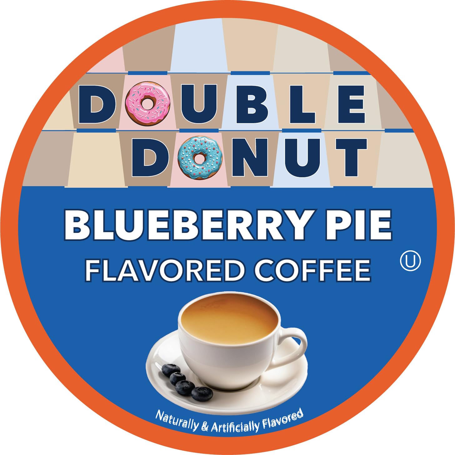 Double Donut & Blueberry Flavored Coffee Pods for Keurig K-Cup Brewers - Medium Roast Single Serve Hot or Iced Coffee - 24 Count Recyclable K-Cups - Perfect for Office, Home & Morning Brews