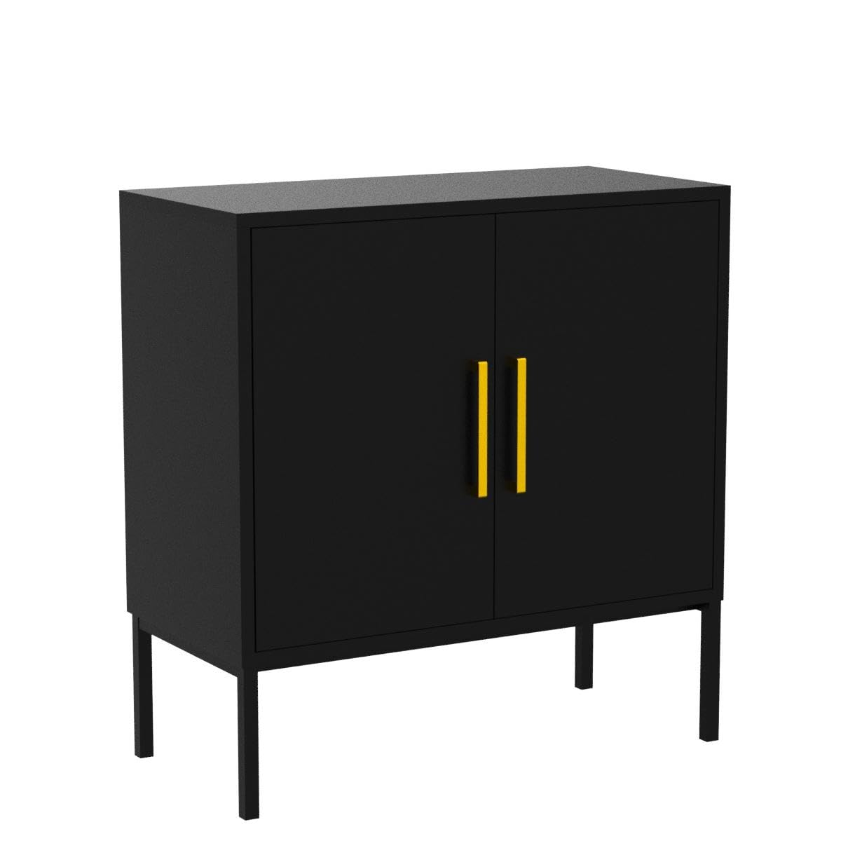 CARPETNAL 2-Piece Accent Storage Cabinet Set with Doors & Adjustable Shelves - Freestanding Buffet Sideboard for Living Room, Dining Room, Kitchen, Hallway - Modern Home Organization Furniture (Black) | Perfect for Displaying Decor, Storing Dishes & Creating Extra Counter Space
