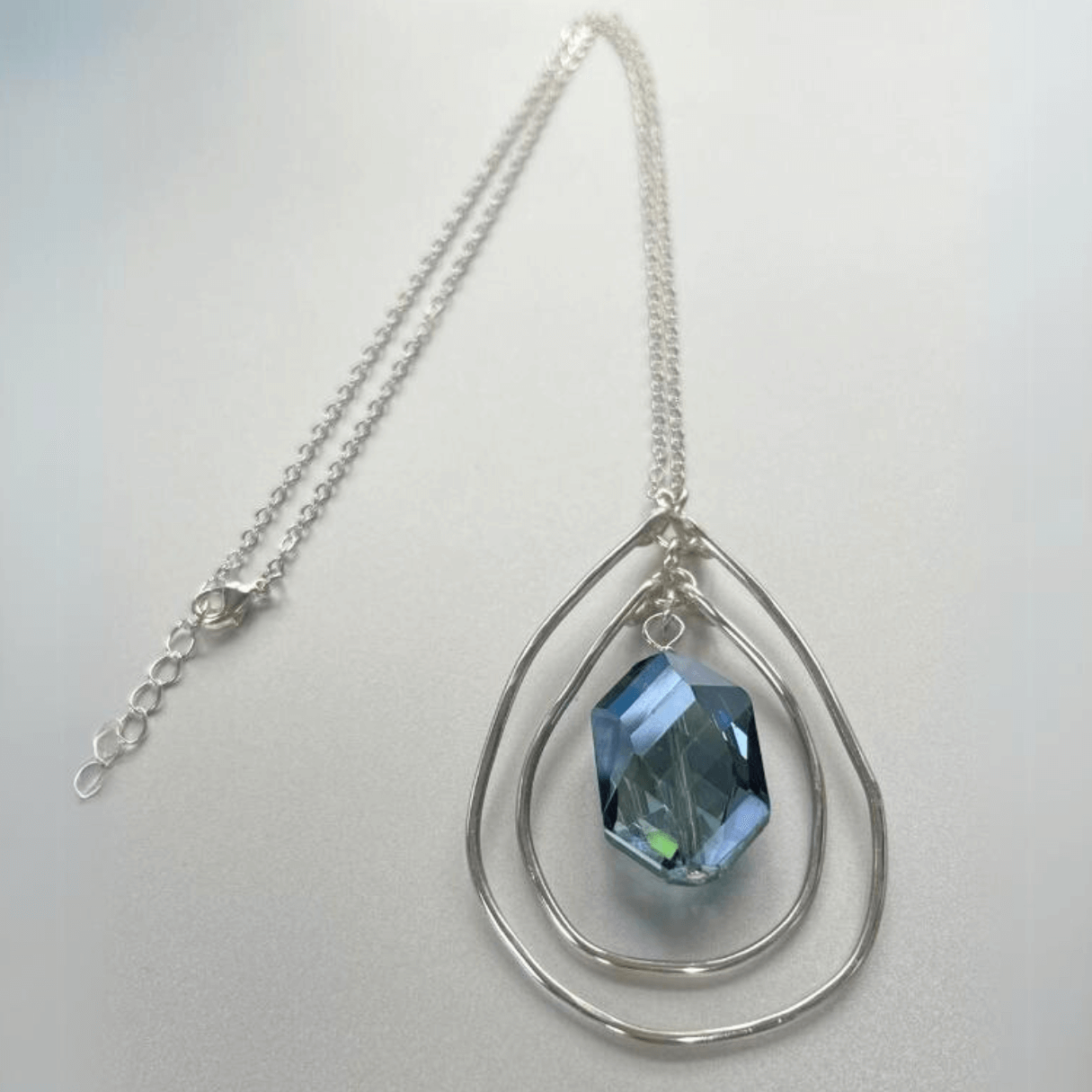 Hand Forged Double Layer Blue Crystal Necklace - Genuine USA Made Jewelry for Women - Perfect for Weddings, Parties & Special Occasions