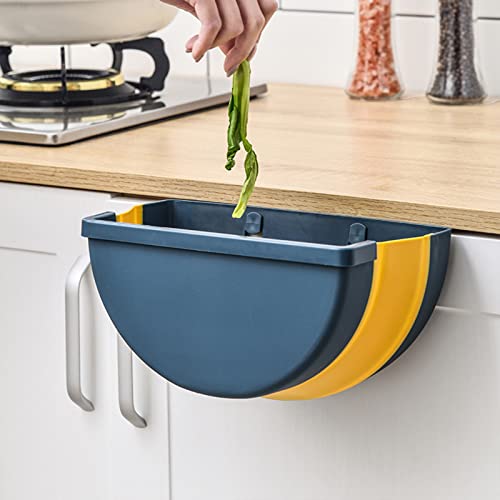 Garhelper Hanging Kitchen Folding Trash Can - Plastic Semicircle Wall Mounted Waste Bin Basket, Small Collapsible Garbage Bin for Under Sink - Portable Trash Can for Cabinet, Office, Bedroom, Bathroom, Kitchen & Car - Ideal for Small Spaces, RVs and Apartments