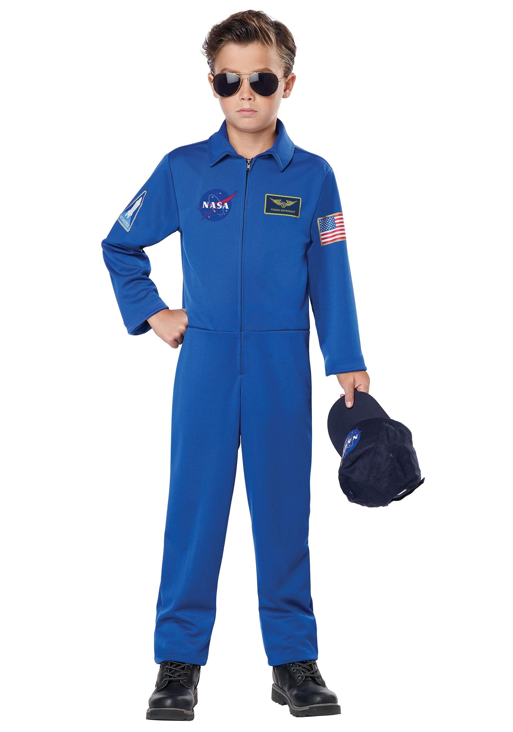 NASA Astronaut Jumpsuit Costume for Kids - Blue Space Suit for Dress Up, Halloween & Cosplay - Perfect for Pretend Play, Birthday Parties & Space-Themed Events
