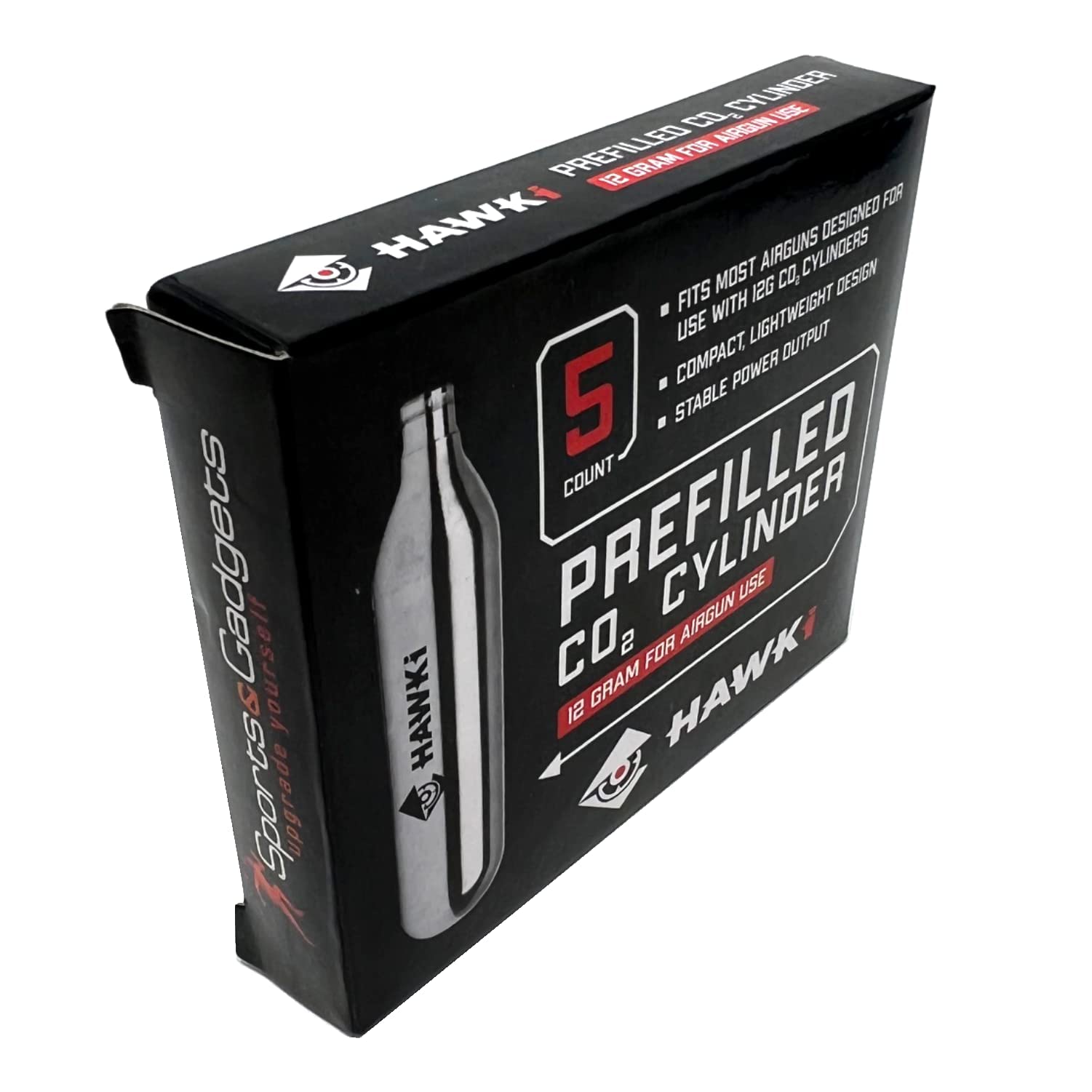 Hawki 12 Gram CO2 Cartridges - Premium Refills for Air Guns, BB Guns, Airsoft Pistols & Paintball Markers - Perfect for Target Shooting, Hunting & Outdoor Sports