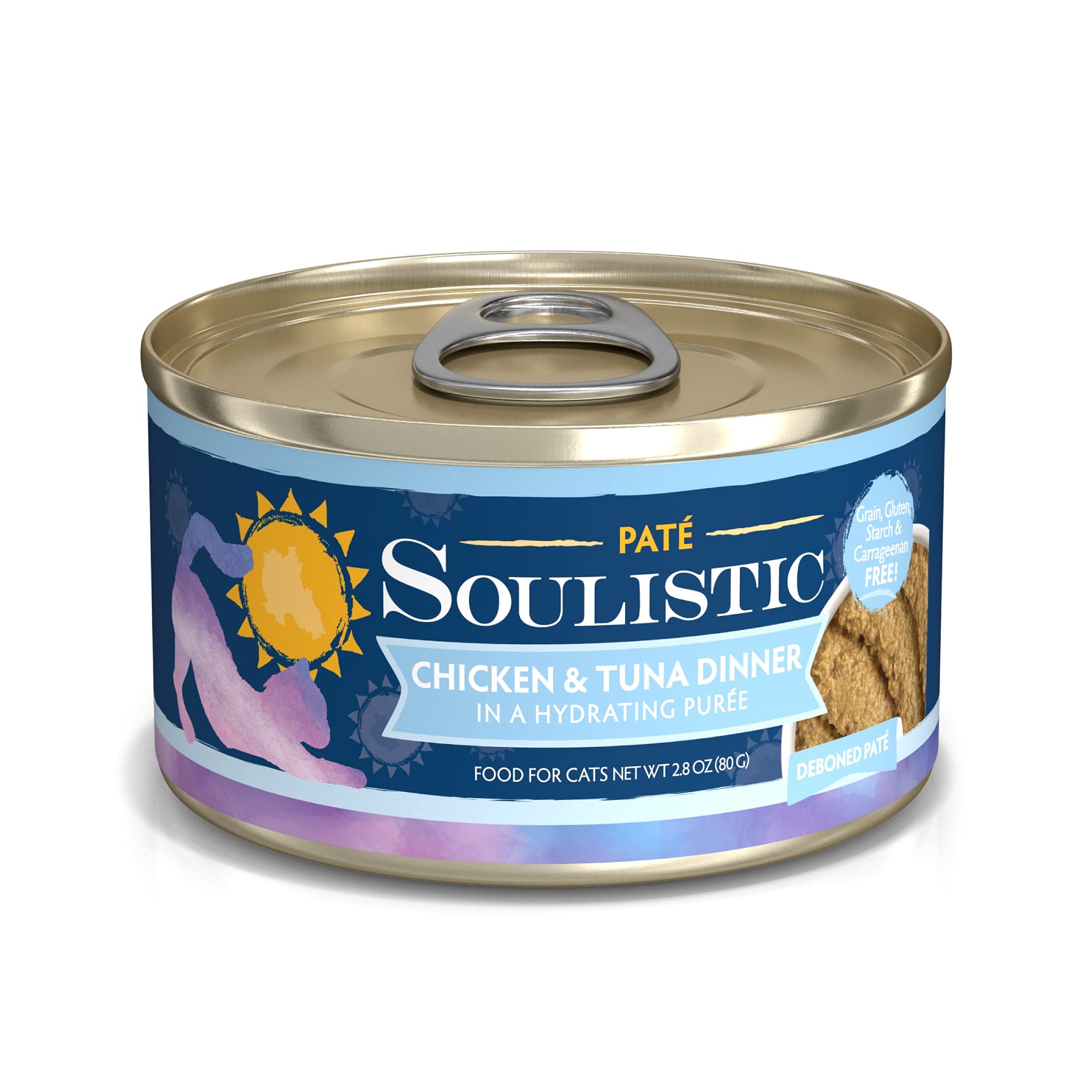 Soulistic Pate Chicken & Tuna Dinner Wet Cat Food - Grain-Free, High-Protein Hydrating Puree for Adult Cats - Perfect for Picky Eaters & Mealtime Hydration