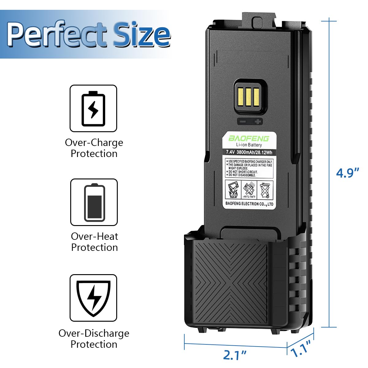 Baofeng 5RM 3800mAh Extended Battery with Type-C USB Charging Cable - Compatible with BaoFeng 5RM, GM-5RH, UV-5G Plus, UV-5RH Series Two-Way Radios - 2 Pack - Perfect for Outdoor Adventures, Emergency Communication, and Professional Use