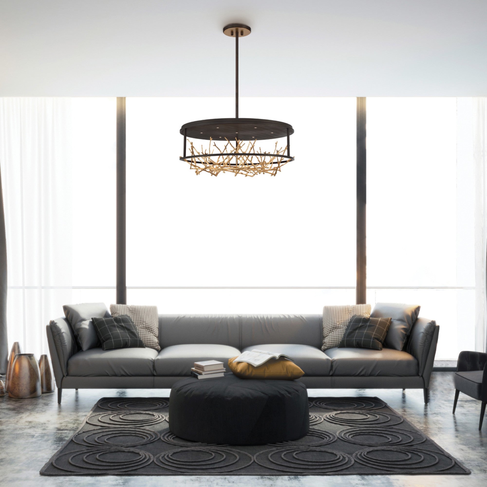 Aerie 31 LED Chandelier Light Fixture - Gold and Black Finish Modern Crystal Ceiling Light for Dining Room, Bedroom, Living Room & Entryway