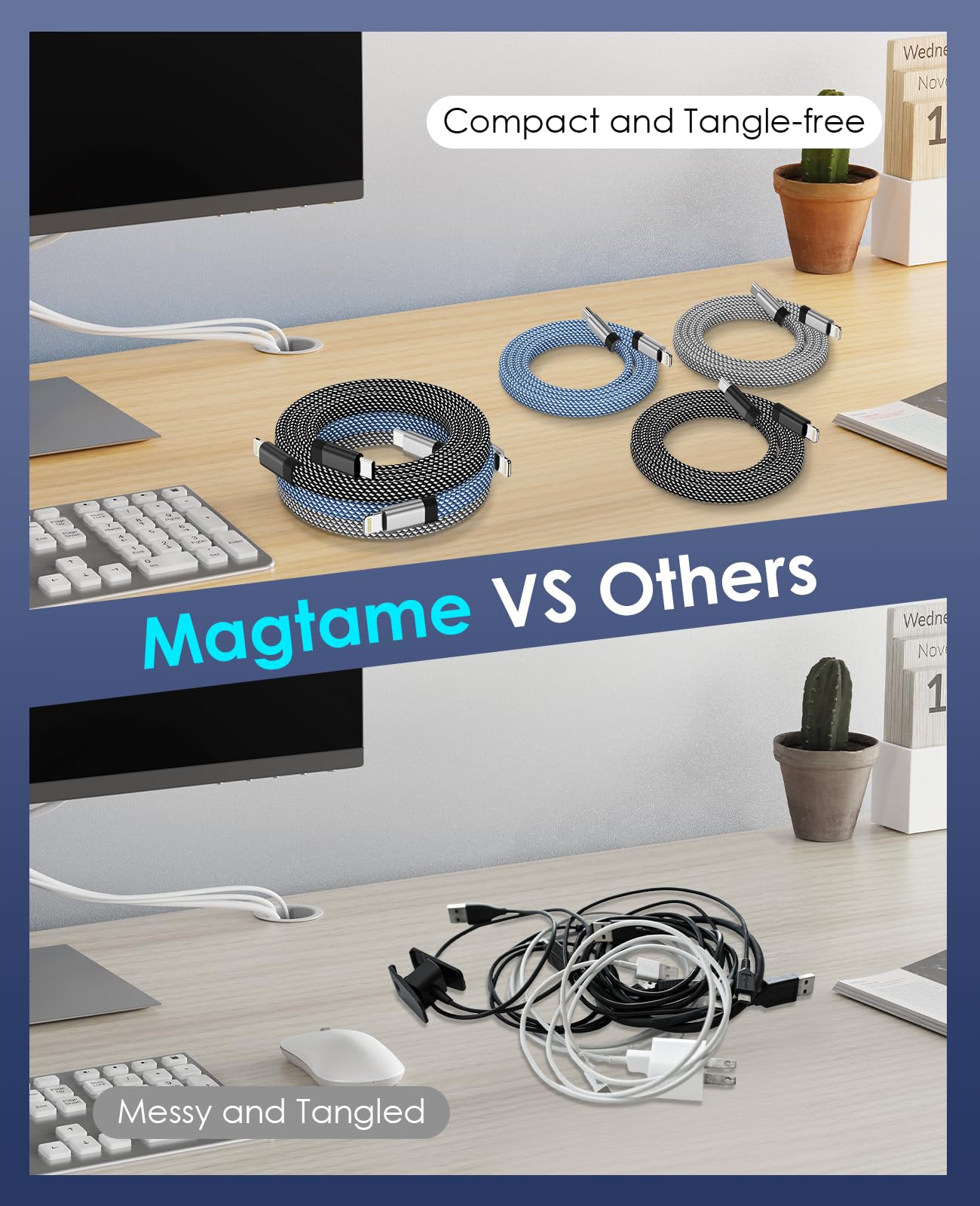 Magtame MFi Certified Magnetic USB C to Lightning Cable - 3.3ft Coiled Braided Fast Charging Cable for iPhone 14/13/12/11/8/SE - Durable Flat Design for Home, Office & Travel Charging