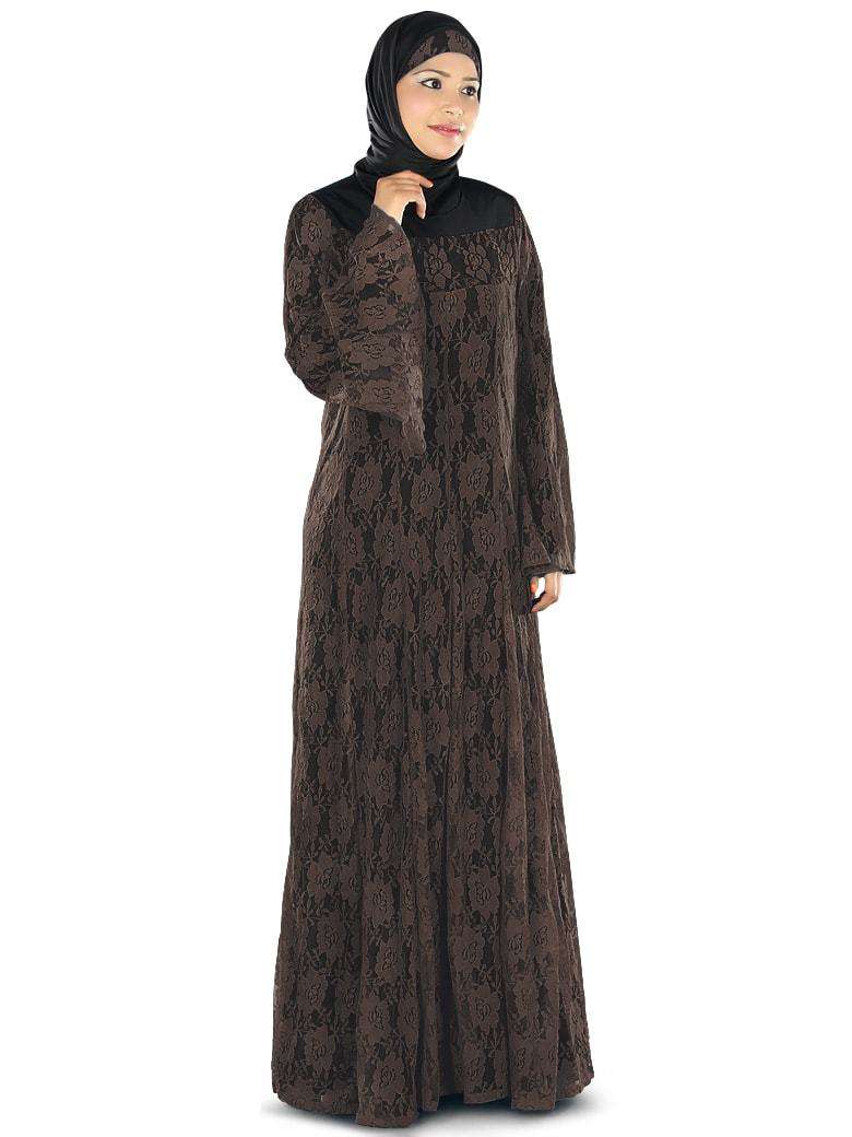 Elegant Turquoise Blue Floral Net Abaya Dress - Modest Islamic Fashion for Women - Perfect for Prayer, Eid, and Special Occasions