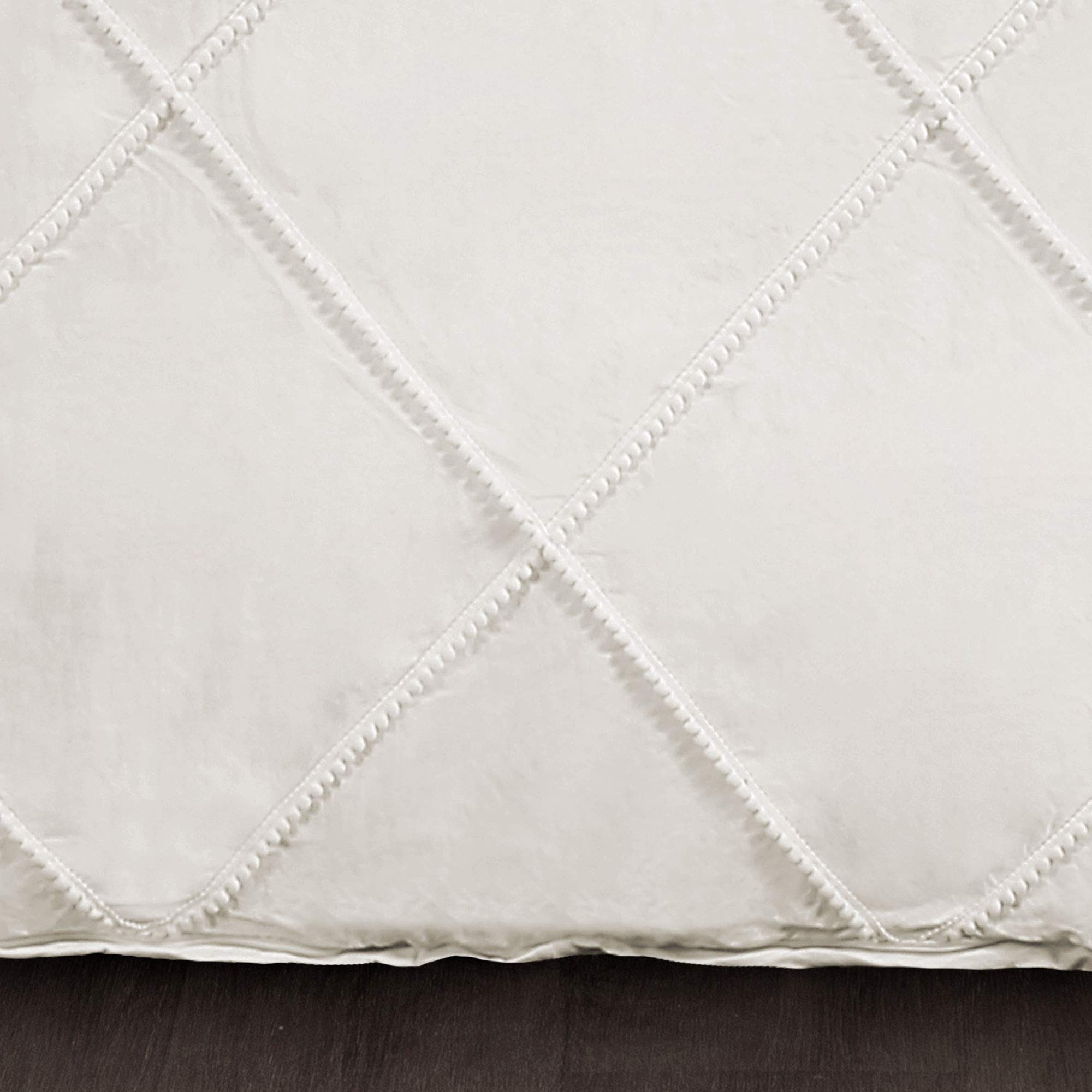 Lush Decor Diamond Pom Pom King Comforter Set - White for Bedroom Decor