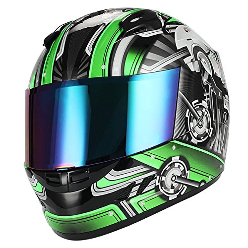 1Storm Motorcycle Full Face Helmet with Mechanic Skull Design - DOT Certified for Safety - Ideal for Street Biking, Cruiser & Sport Riding - HJDJ11 Model