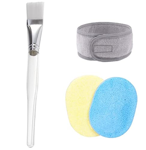 NYAMAH SALES 4-Piece Women's Facial Brush Set with Headband & Cleansing Sponge - Professional Beauty Tools for Home & Salon Use - Perfect for Deep Cleansing, Exfoliating & Skincare Routine