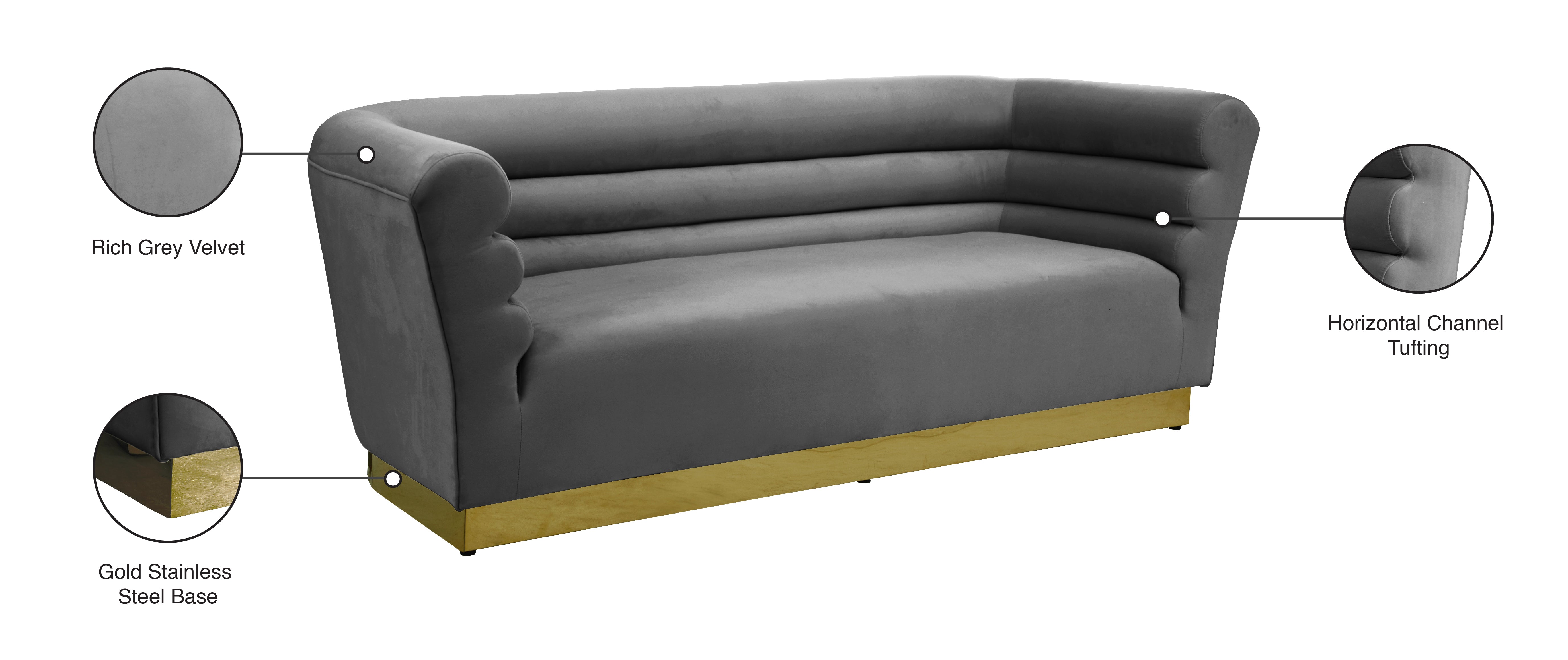 Luxury Bellini Velvet Sofa - Modern Plush Upholstered Couch for Living Room, Lounge & Home Decor - Soft Comfortable Sectional Sofa for Apartment, Dorm or Office