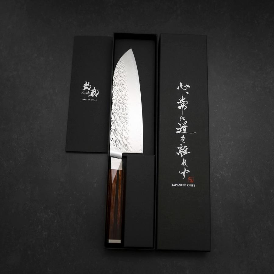 Premium Santoku SG2 Tsuchime Damascus Chef Knife 7.1