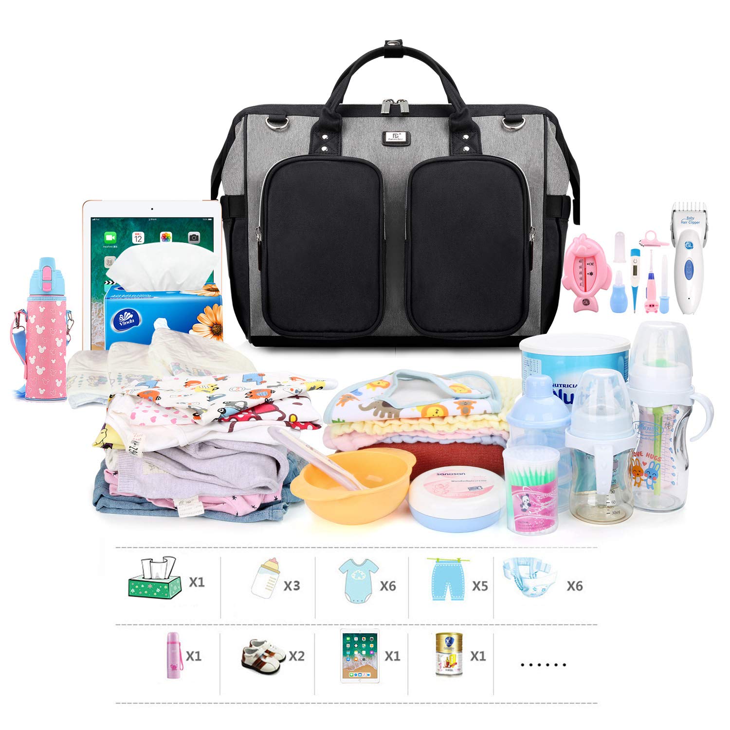 Best Diaper Bag Tote with Stroller Straps & Changing Pad - Large Waterproof Baby Bag for Moms - Perfect for Travel, Shopping & Daycare Essentials