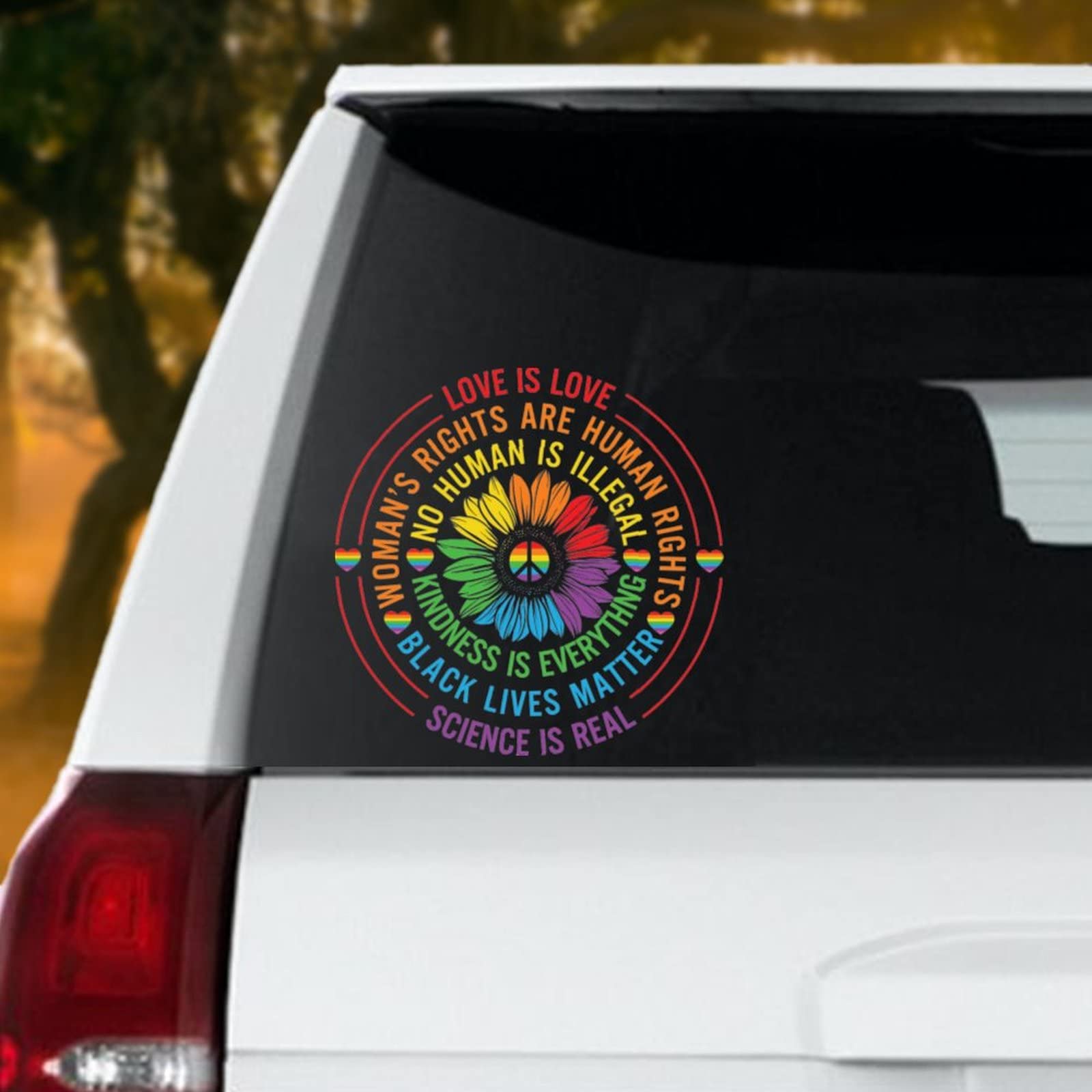 Rainbow Sunflowers Car Decals - Waterproof Vinyl Stickers for Pride, LGBT Equality, Lesbian & Gay Rights - Funny Bumper Stickers for Cars, Trucks, Windows, Laptops - Perfect for Pride Month, LGBTQ+ Events & Personal Expression