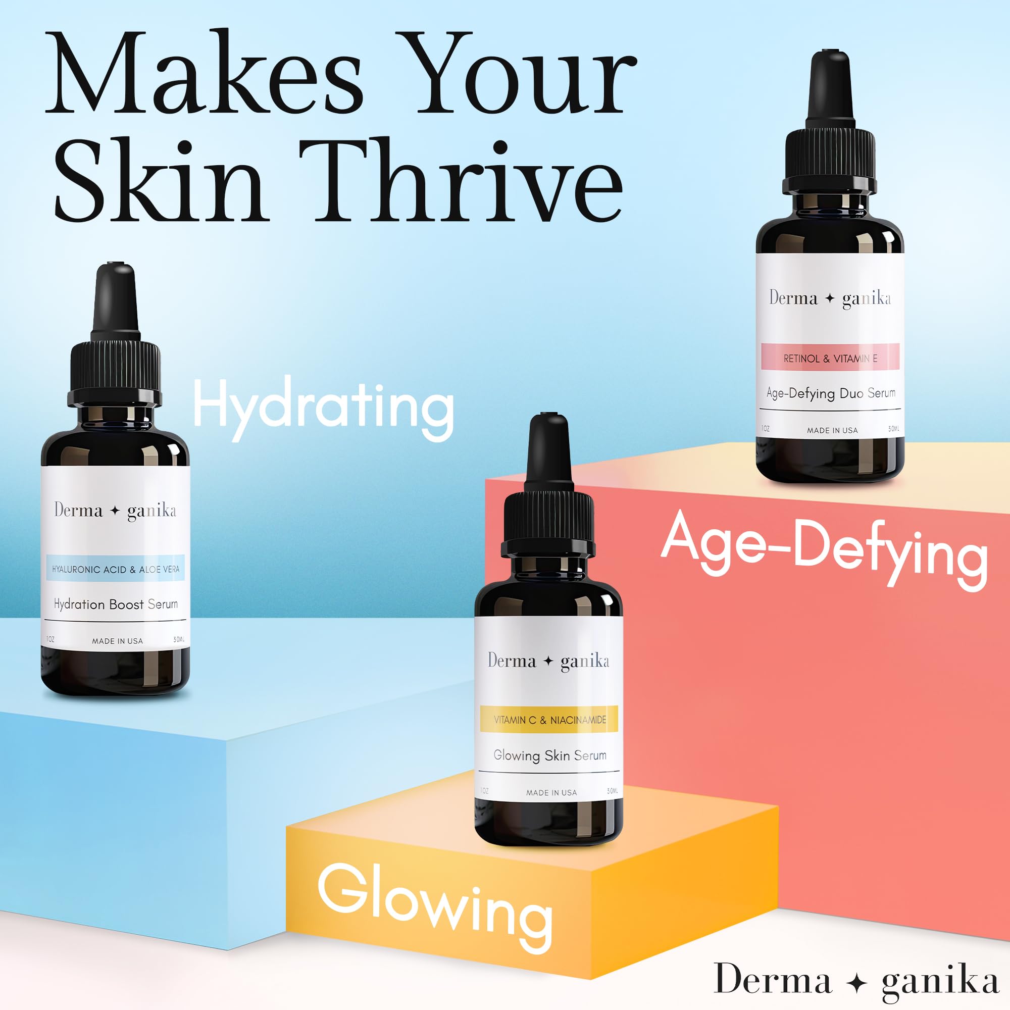 Derma Ganika Vitamin C & Niacinamide Serum for Face - USA Made Brightening & Anti-Aging Serum | Boosts Collagen, Evens Skin Tone, Reduces Dark Spots & Hyperpigmentation | Perfect for Daily Skincare Routine & Nighttime Use