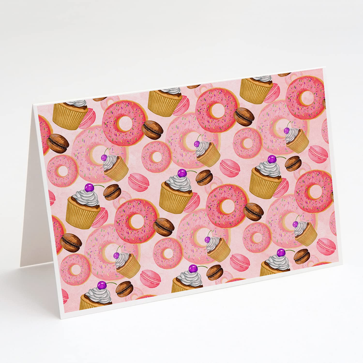 Watercolor Sweet Pastries Greeting Cards - Pack of 8 Blank A7 Note Cards (5x7) with Envelopes | Whimsical Handmade Stationery for Birthdays, Thank You Notes & Special Occasions