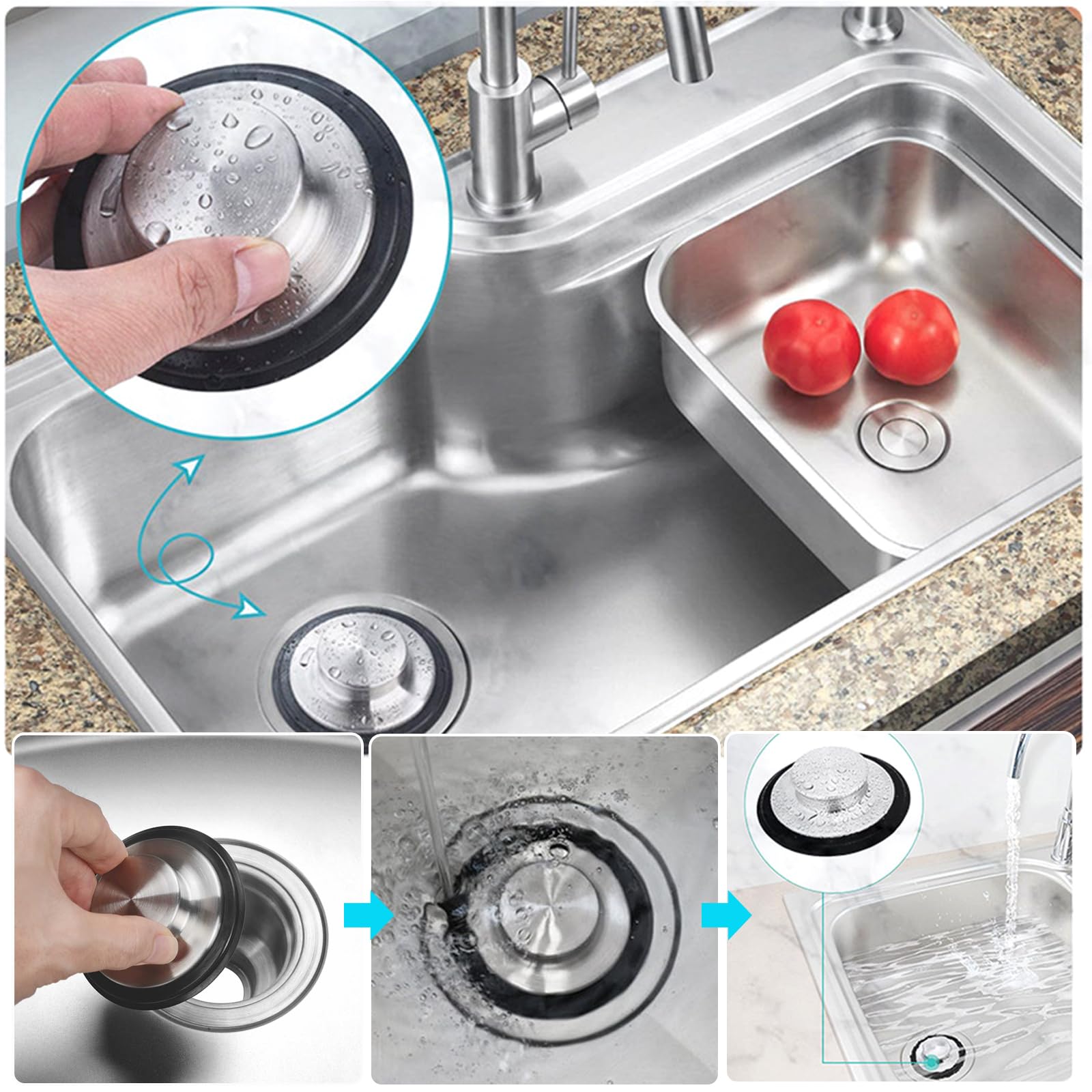 4-Piece Kitchen Sink Drain Strainer Set - 3.37