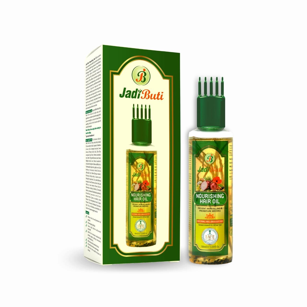 Jadi Buti Nourishing Hair Oil - Reduces Hair Loss & Prevents Premature Graying | Strengthens & Thickens Hair for Long Silky Locks | Suitable for All Hair Types | 100ml/3.39 fl.oz | Perfect for Daily Hair Care, Scalp Massage & Styling Protection