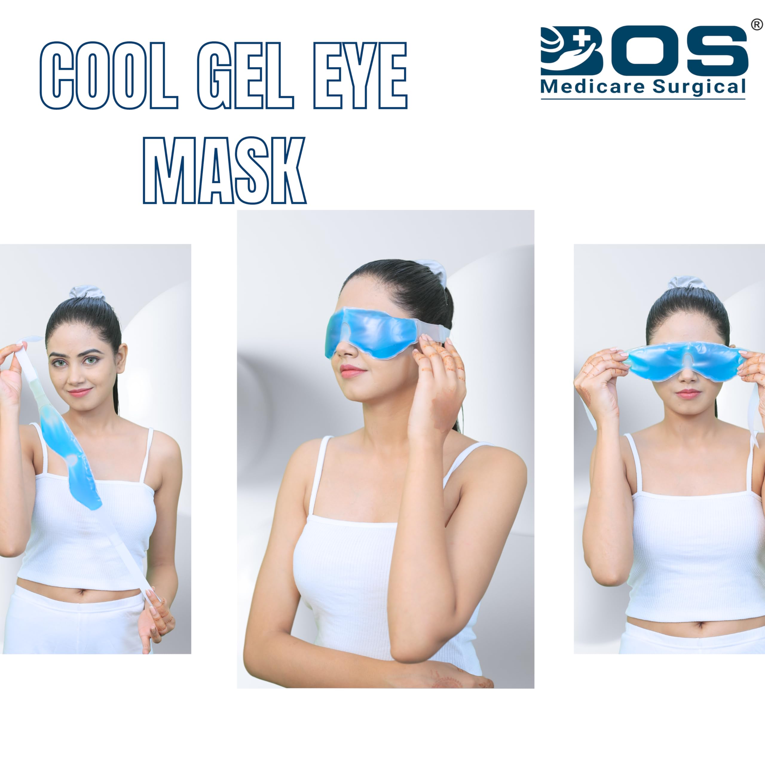 Bos Medicare Surgical Cool Gel Eye Mask - Ice Cooling Sleeping Mask for Dark Circles & Fatigue Relief - Reusable Eye Patches for Puffy Eyes & Eye Care - Perfect for Travel, Work & Relaxation