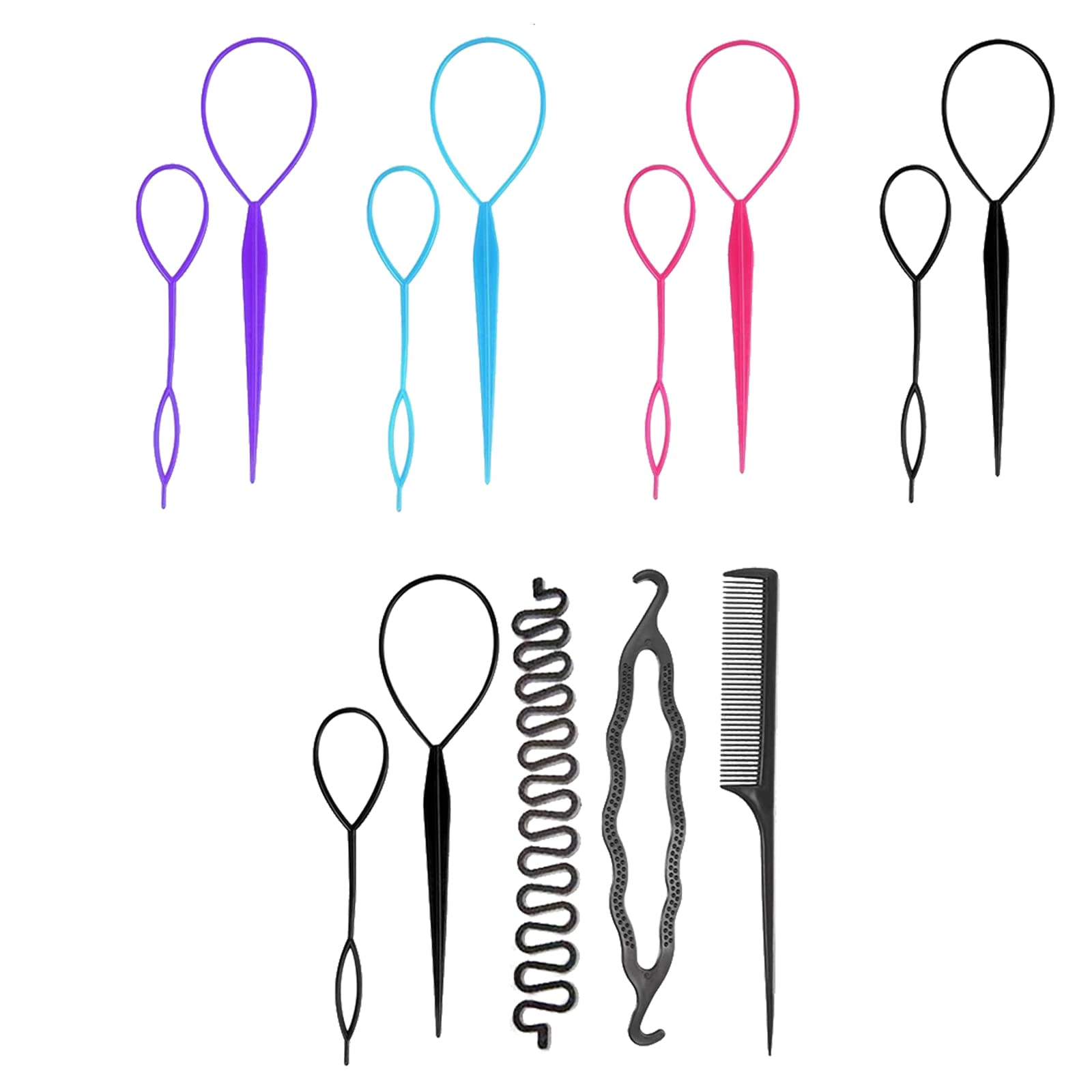 14 Pcs Quick Hair Ponytail Tool Set - Plastic Ponytail Styling Maker & Clip, Multifunctional Hair Loop Bun Maker for Women - DIY Hairstyling Accessories for Party, Work, and Everyday Use