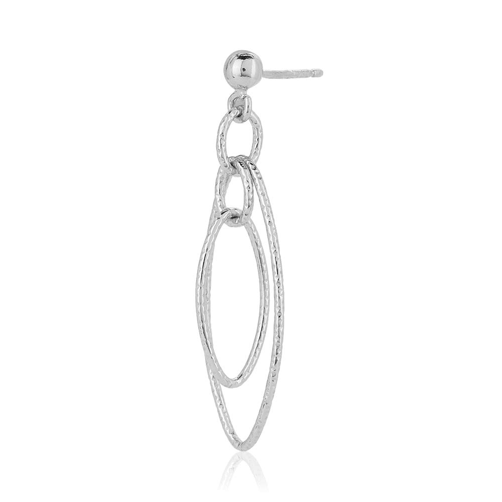 Vanbelle 925 Sterling Silver Rhodium Plated Diamond Cut Textured Interlinked Multi Oval Earrings for Women - Elegant Handcrafted Jewelry Gift for Birthday, Anniversary & Special Occasions