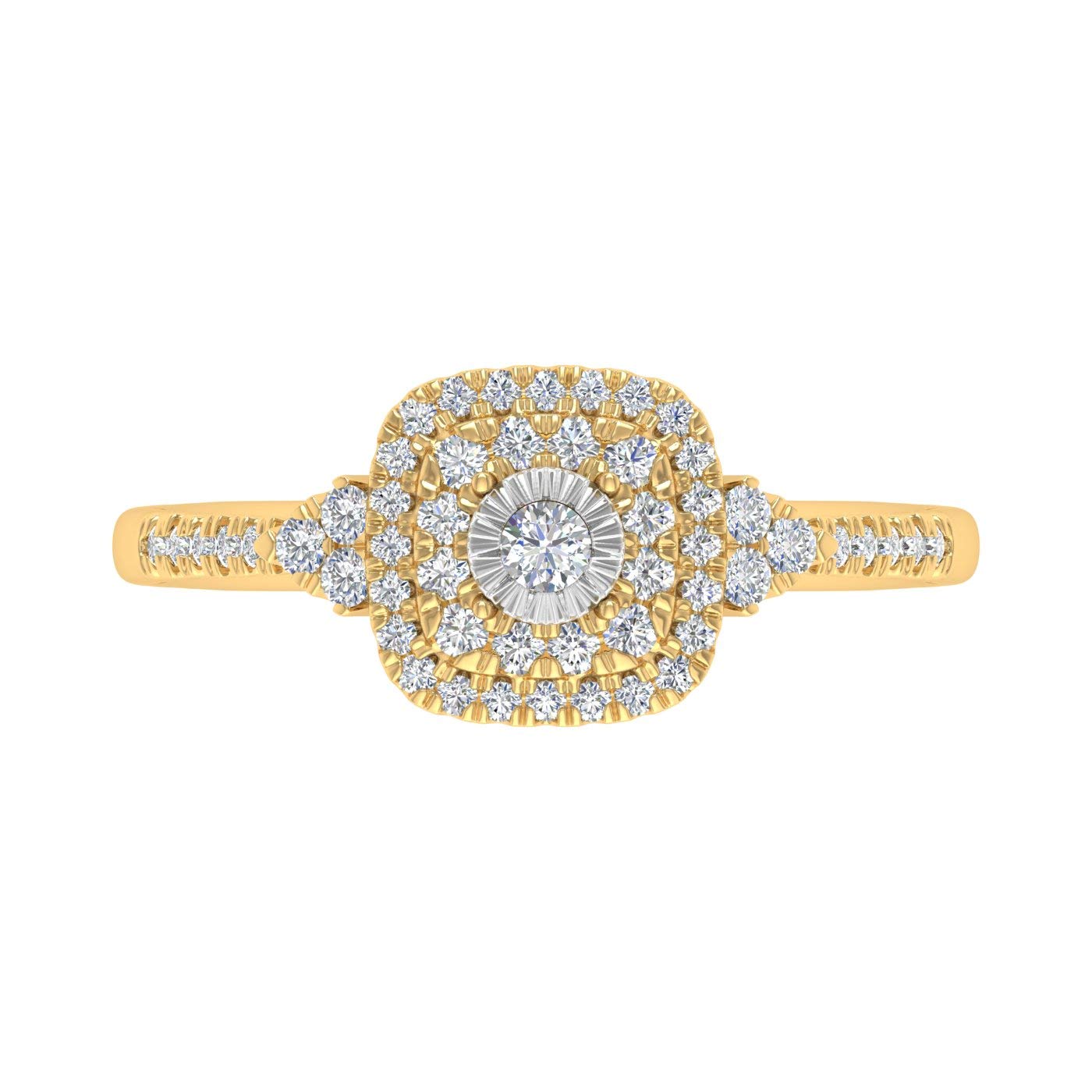 1/3 Carat Cushion Cut Halo Diamond Engagement Ring in 10K Gold - Elegant Wedding Proposal Ring for Her, Perfect for Anniversaries & Special Occasions