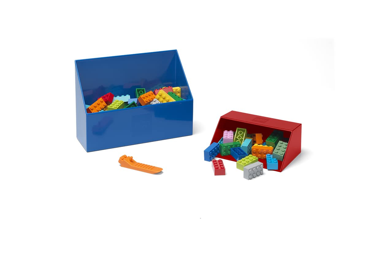 **Lego® Brick Scooper Set with 2 Sizes of Scoopers & Brick Separator - Fast & Easy Lego® Cleanup Tool for Kids & Adults - Ideal for Organizing Lego® Bricks & Building Projects (Red & Blue)**
