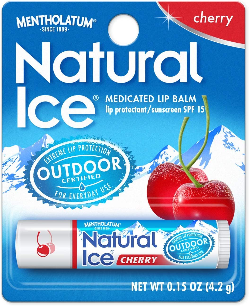 Natural Ice Medicated Lip Balm with SPF 15 Sunscreen - Cherry Flavor (Pack of 48) | Moisturizing & Healing for Dry, Chapped Lips - Perfect for Outdoor Activities, Hiking, and Winter Protection