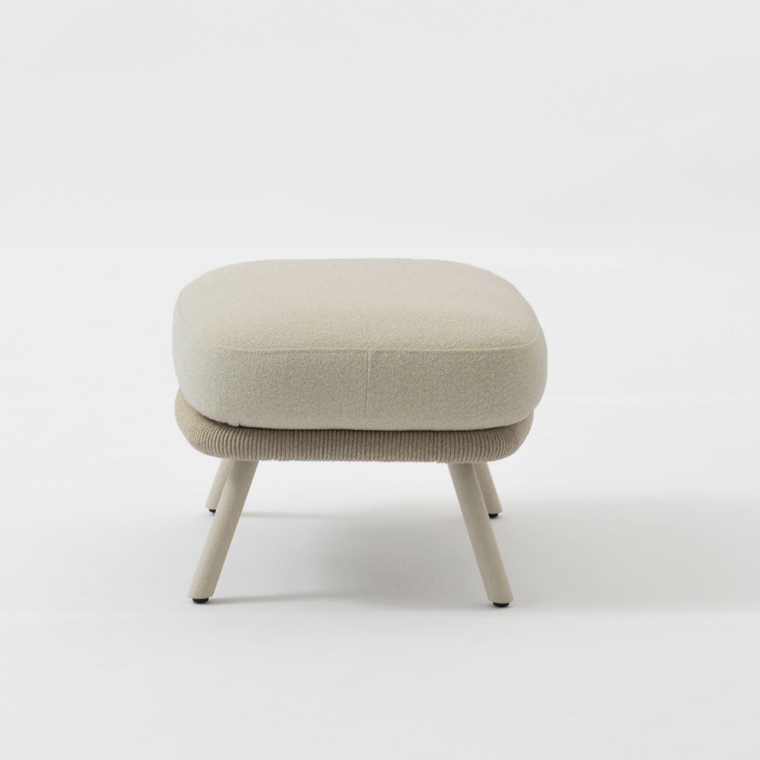 Alta II Outdoor Beige Ottoman - Waterproof & Weather-Resistant Patio Furniture for Garden, Poolside, and Backyard Relaxation