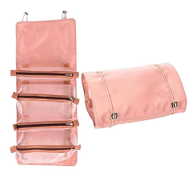 Navaliya Hanging 4-in-1 Cosmetic Makeup Organizer Kit - Foldable Travel Makeup Pouch for Women, Waterproof Makeup Bag with Multiple Compartments for Brushes & Accessories | Perfect for Travel, Home Storage & Salon Use