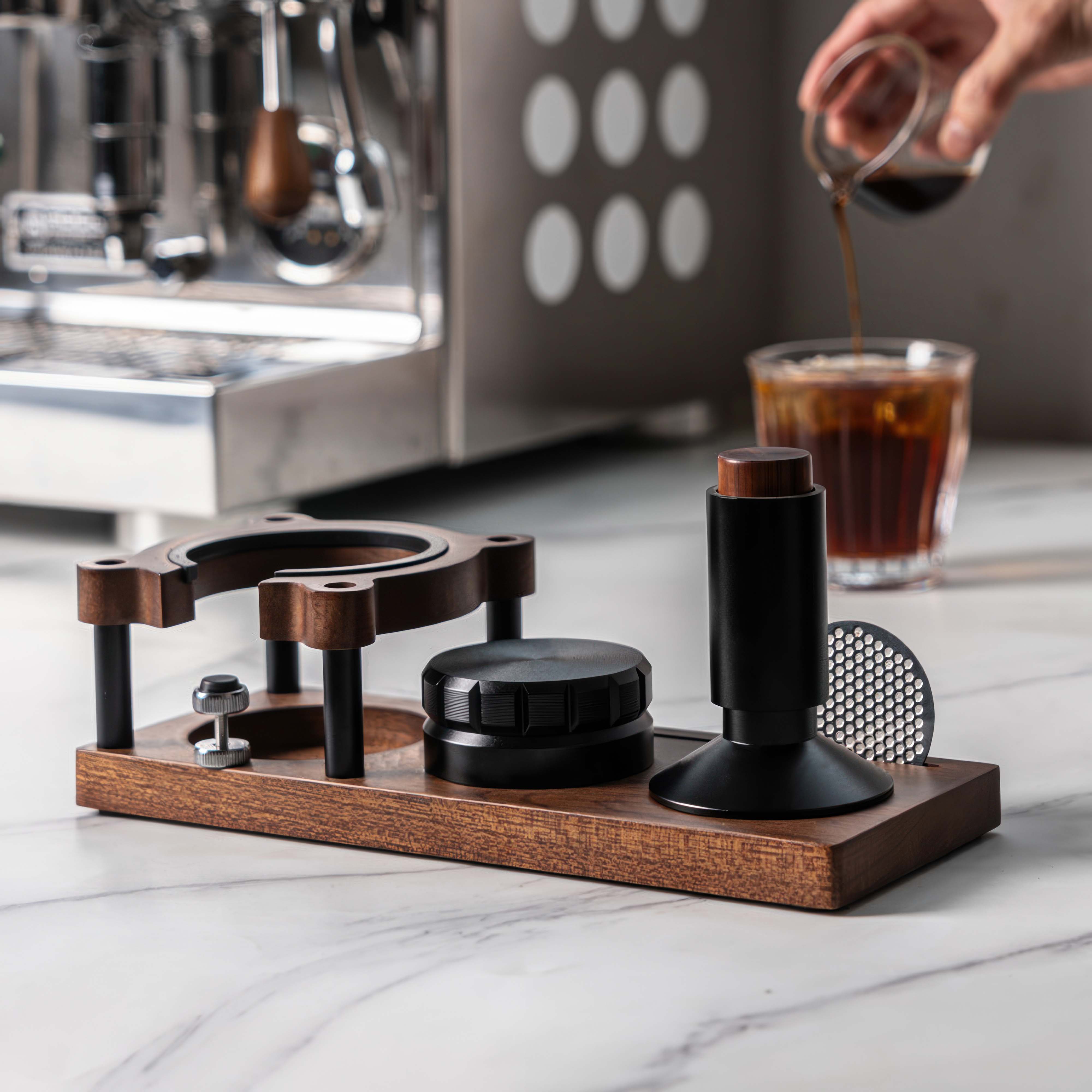 Premium Sapele Wood Espresso Tamper Holder - Barista-Grade Coffee Accessory for Home & Professional Use - Perfect for Espresso Machines & Coffee Stations