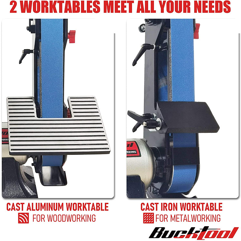 Bucktool BG2600 2x42 Inch Belt Sander & 6 Inch Bench Grinder Combo - Perfect for Metalworking, Woodworking & Knife Sharpening