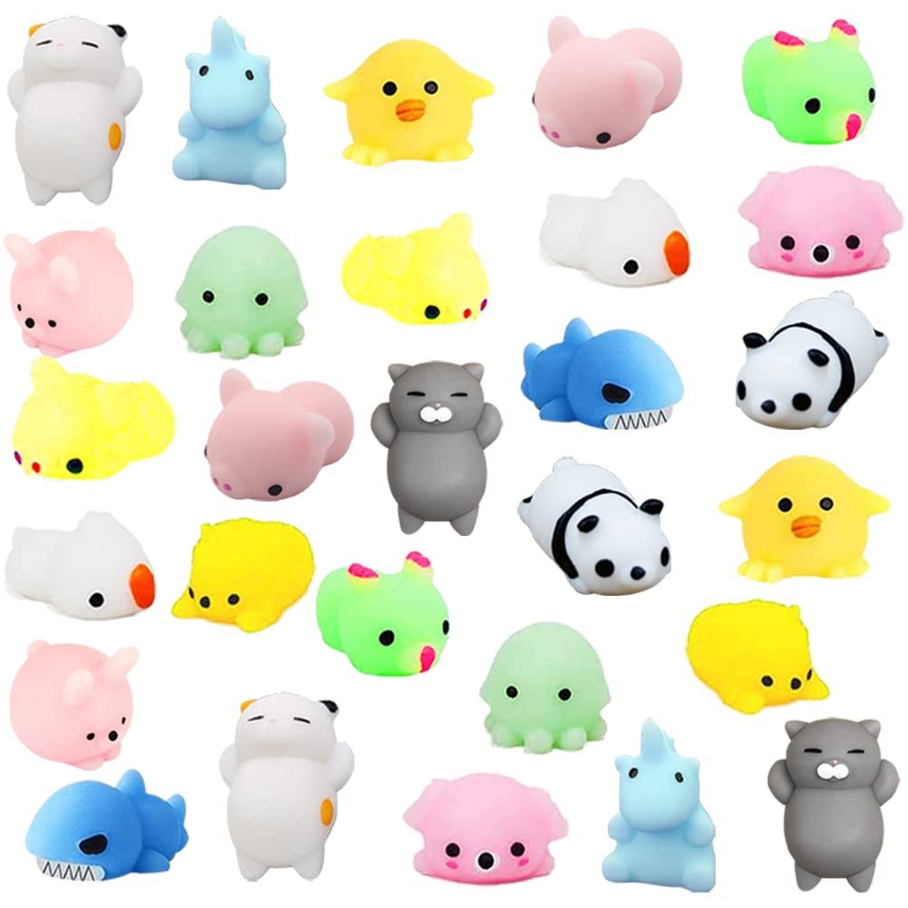 Kawaii Mochi Squishies Toys 28PCS - Stress Relief for Kids, Party Favors & Gifts for Easter, Birthdays & Classrooms
