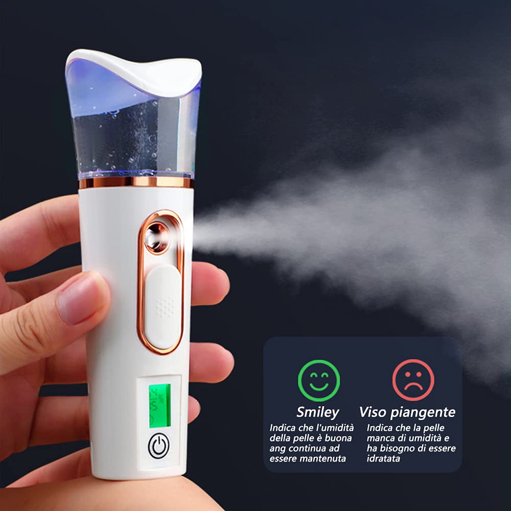 Portable Nano Mist Sprayer with Skin Moisture Analyzer - Large Capacity Facial Atomizer for Hydration & Moisturizing | Perfect for Travel, Eyelash Extensions & Daily Skincare Routine