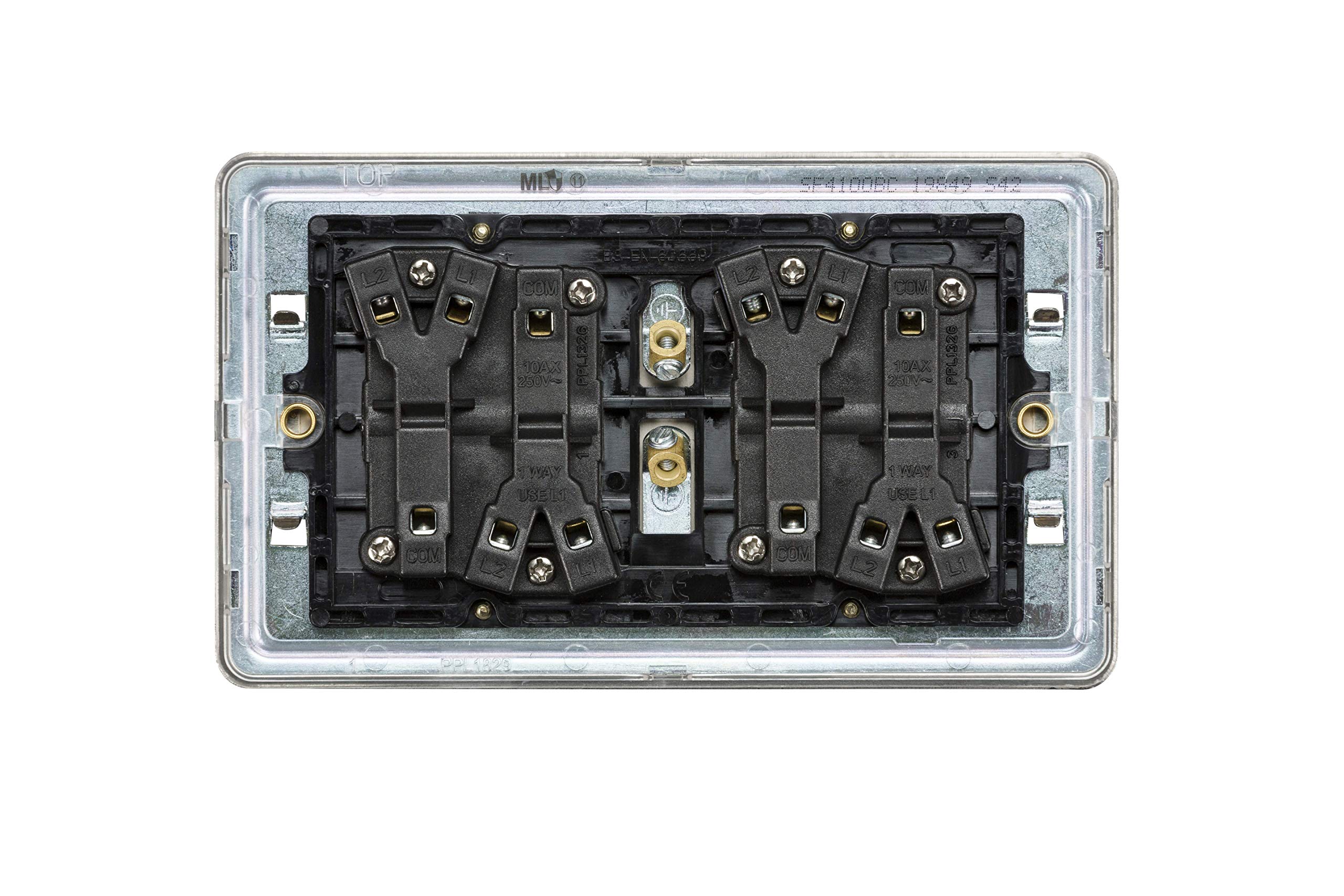 SF4100PB 10A 4-Gang 2-Way Screwless Light Switch in Polished Brass - Perfect for Home Renovation, Office Lighting & Smart Home Installation