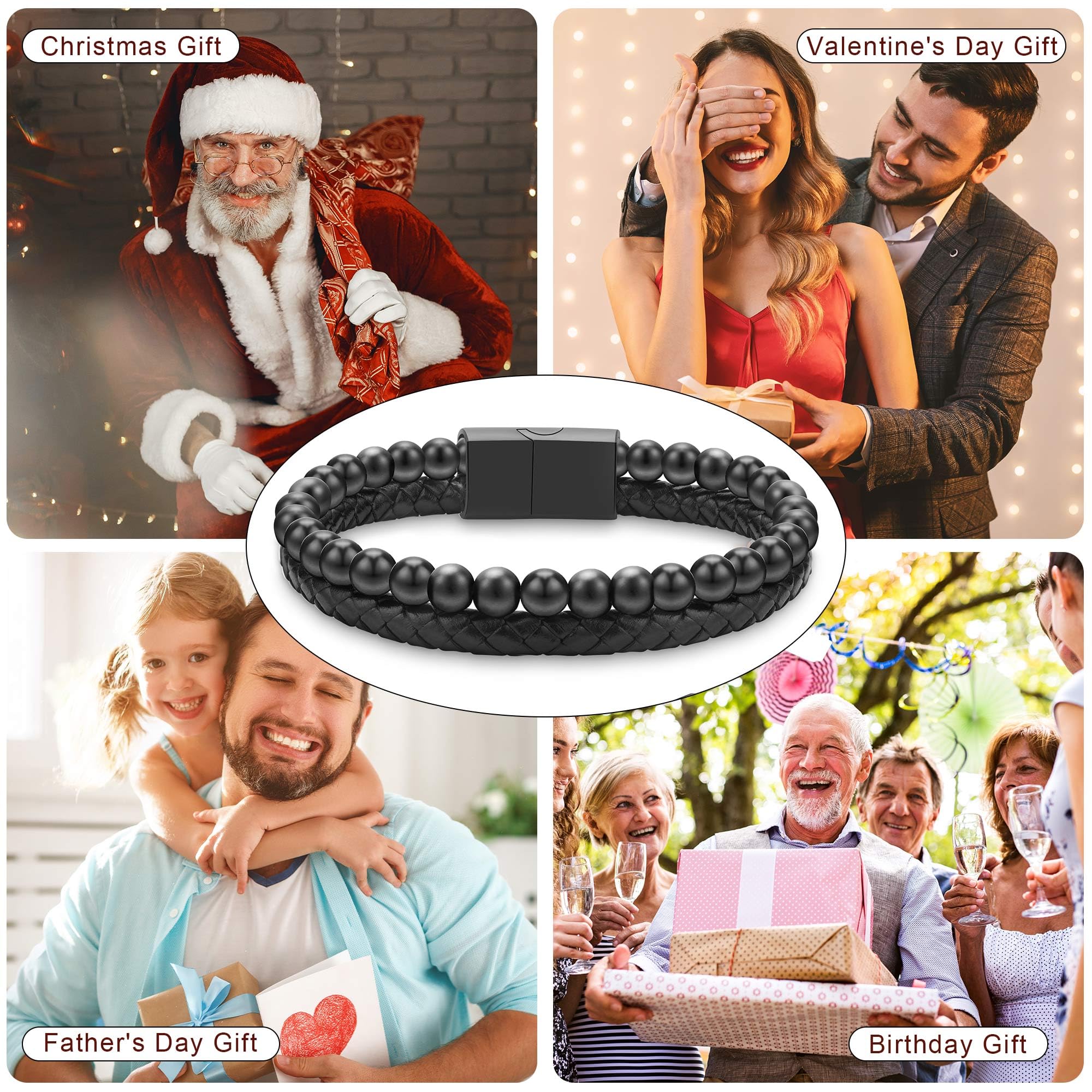Men's Tiger Eye Beaded Bracelet with Brown Leather - Matte Agate Beads for Stylish Wrist Accessories | Perfect Birthday, Christmas Gift for Him | Office Wear, Casual Outfits & Special Occasions