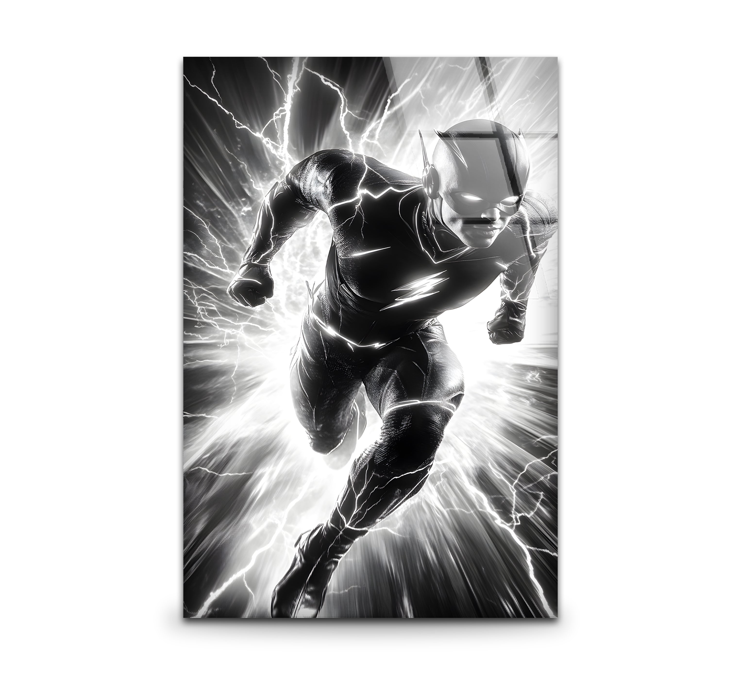 Black and White Flash Glass Wall Art - Modern Abstract Home Decor for Living Room, Bedroom & Office - Perfect for Gifts and Interior Design