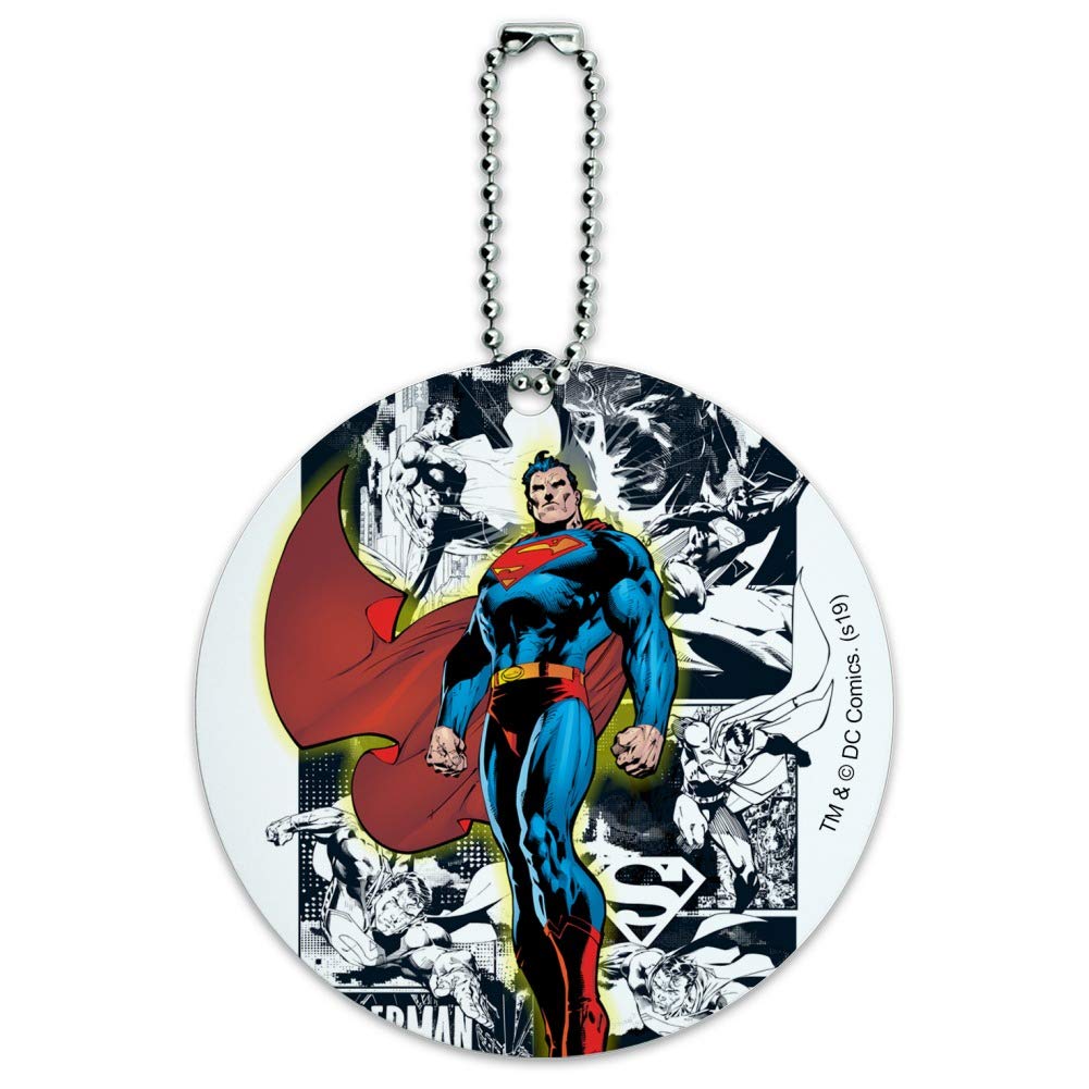 Superman Glowing Aura Round Luggage ID Tag Card - Durable Suitcase & Carry-On Baggage Identifier - Perfect for Travel, Business Trips & Airport Security Identification