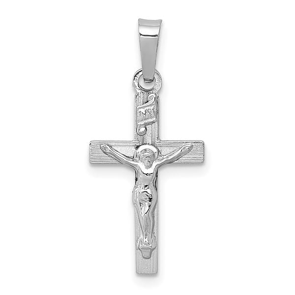 14K Solid White Gold Jesus Christ Crucifix Cross Necklace - Religious Pendant for Women & Men - Perfect for Baptism, First Communion, Confirmation & Christian Gifts